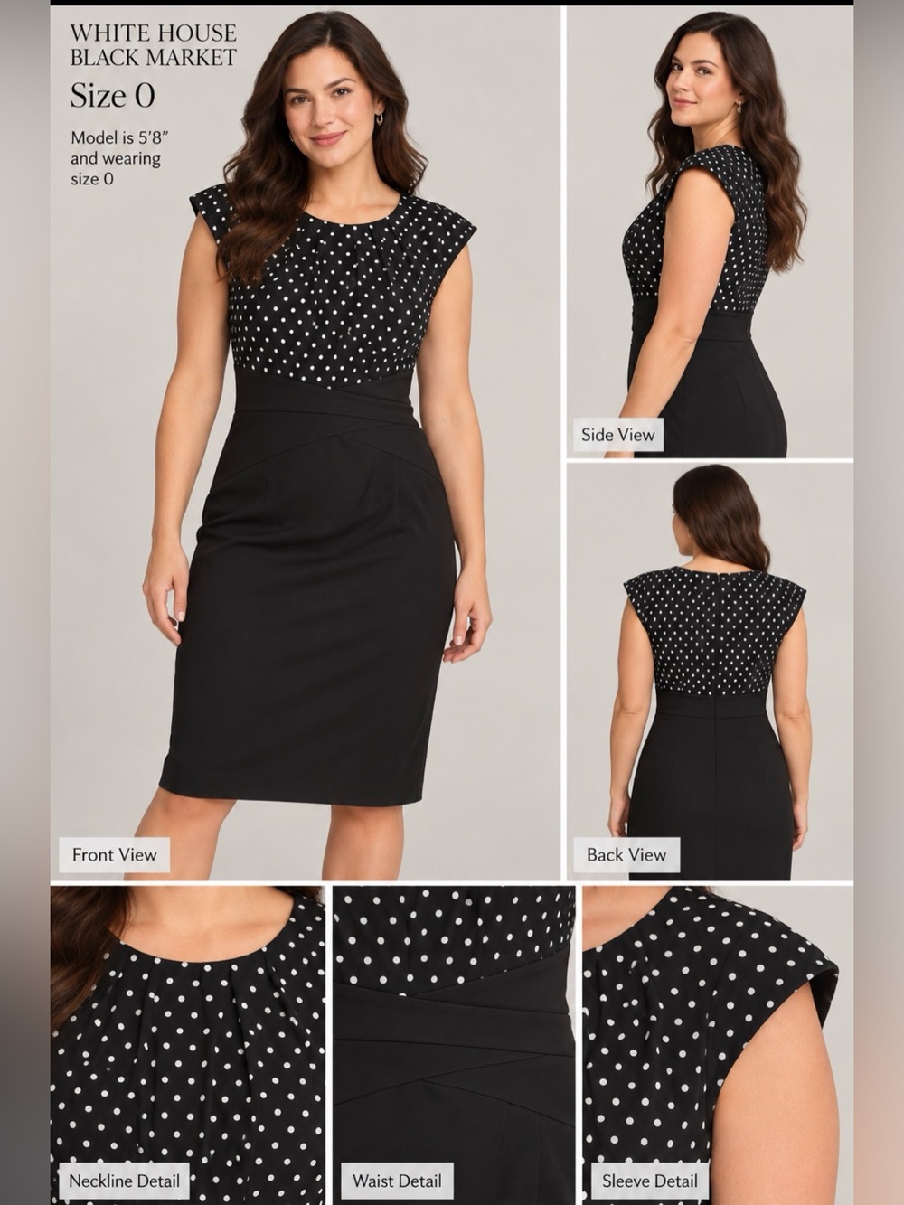 White House Black Market Black and White Polka Dot Midi Dress
